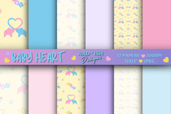 Download Baby Heart 12-Pc Digital Paper Pack - Premium Resources