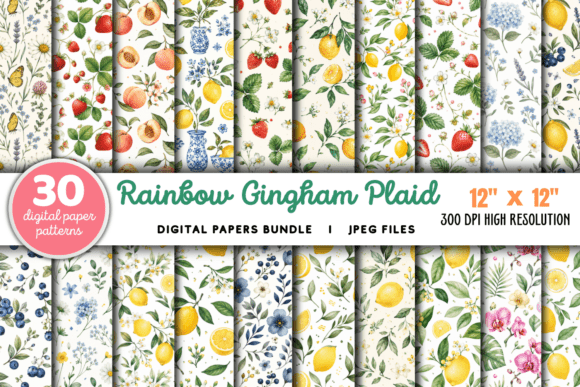 Download Rainbow Gingham Plaid Digital Papers - Plaid Collection