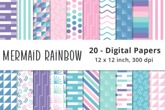 Download Mermaid Rainbow Digital Background Paper - Mermaid Collection