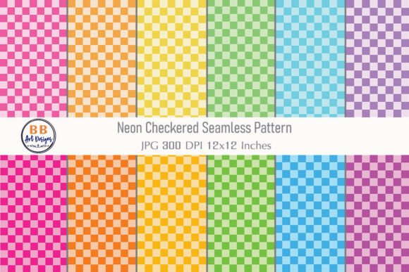 Download Neon Checkered Seamless Pattern Paper - Checkered Collection