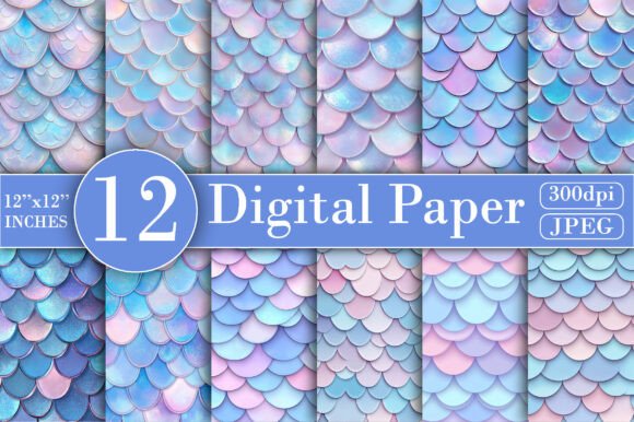 Download Pastel Mermaid Digital Paper - Mermaid Collection