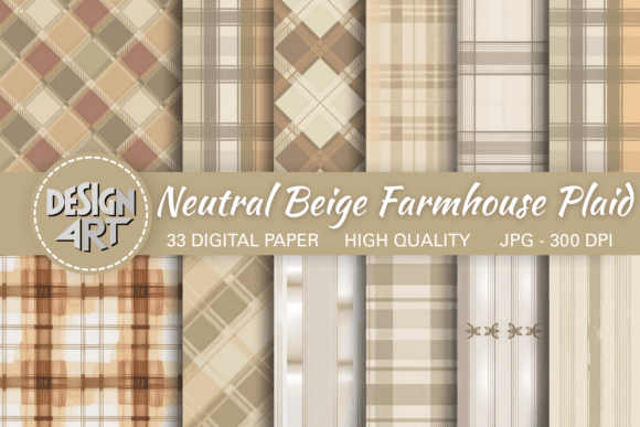 Download Neutral Beige Farmhouse Plaid Pattern - Plaid Collection