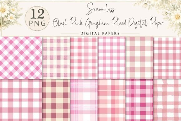 Download Blush Pink Gingham Plaid Digital Paper - Plaid Collection