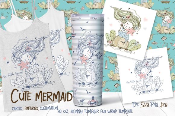 Download Skinny Tumbler Cute Mermaid Clipart - Mermaid Collection