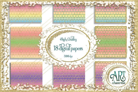 Download Mermaid Scale Digital Papers Rainbow - Mermaid Collection
