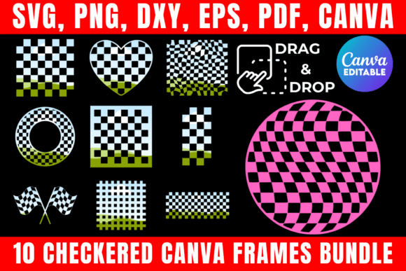 Download 10 Checkered Canva Frames Bundle - Premium Resources