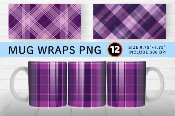 Download Purple Plaid Printable Crafted Mug Wrap - Plaid printable Collection