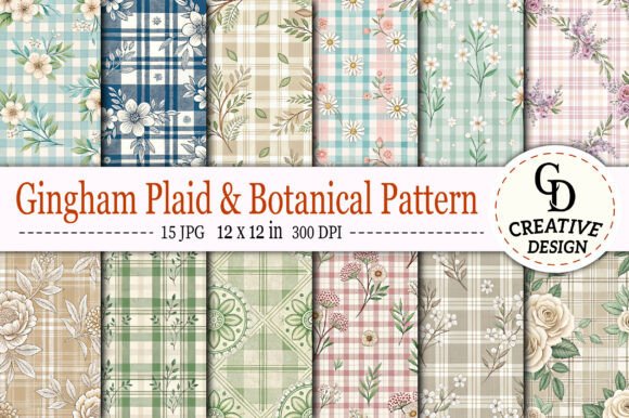 Download Gingham Plaid &amp; Botanical Pattern - Plaid Collection