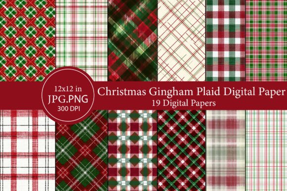 Download Christmas Gingham Plaid Digital Paper - Plaid Collection