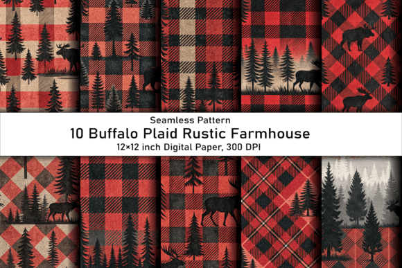 Download Buffalo Plaid Rustic Farmhouse Pattern - Plaid Collection