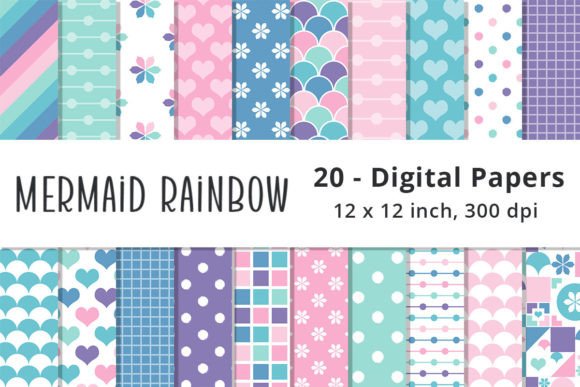 Download Mermaid Rainbow Color Printable Pattern - Mermaid Collection