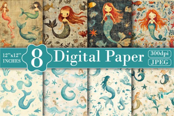 Download Mermaid Nursery Junk Digital Paper - Mermaid Collection