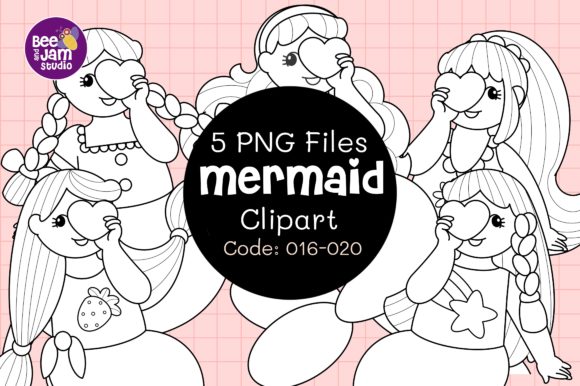 Download Digital Stamp Mermaid Coloring Page KDP - Mermaid Collection