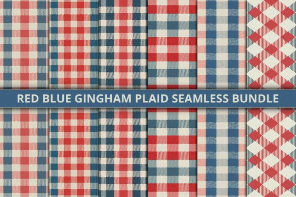 Download Red Blue Gingham Plaid Seamless Bundle - Plaid Collection