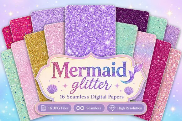 Download Mermaid Glitter Digital Papers - Mermaid Collection