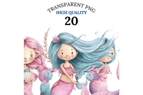 Download Cute Mermaids Clipart Set - Mermaid Collection