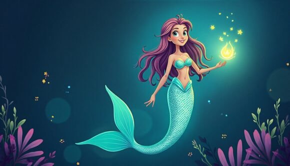 Download Digital Mermaid Art with Glowing Scales - Mermaid Collection