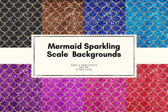 Download Gold Mermaid Colorful Digital Paper - Mermaid Collection