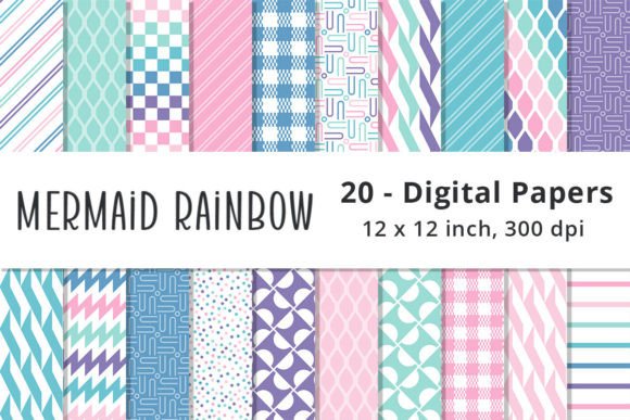 Download Mermaid Rainbow Background Digital Paper - Mermaid Collection