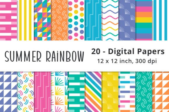 Download Bright Summer Rainbow Scrapbook Paper - Scrapbook paper Collection