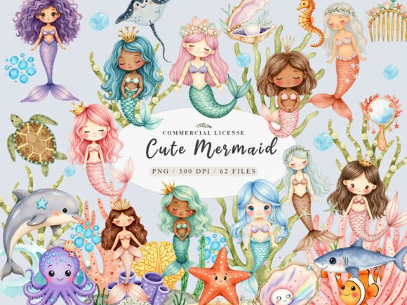 Download Watercolor Pastel Baby Mermaid Clipart, - Mermaid Collection
