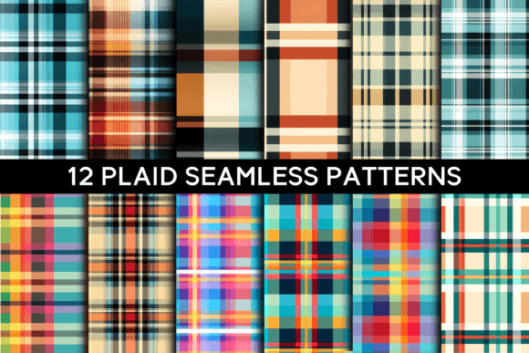Download 12 Vibrant Plaid Seamless Patterns - Plaid Collection