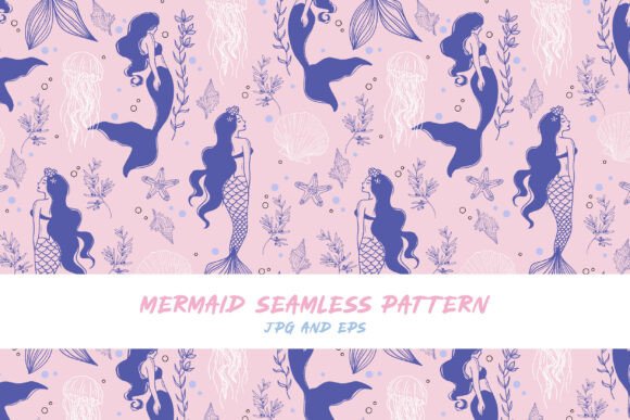 Download Tattoo Style Mermaid Seamless Pattern - Mermaid Collection