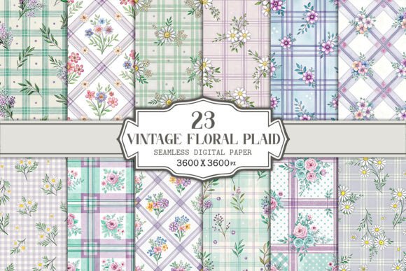 Download Vintage Floral Plaid Seamless Pattern - Plaid Collection
