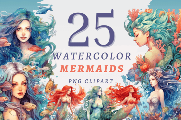 Download Watercolor Mermaids PNG Bundle - Mermaid Collection