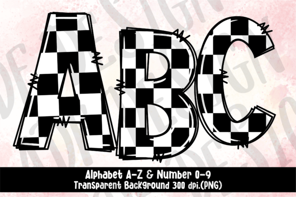 Download Checkered Doodle Alphabet Letters PNG - Checkered Collection