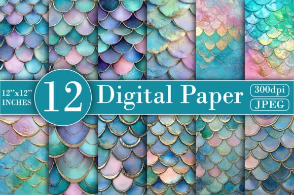 Download Pastel Mermaid Digital Paper - Mermaid Collection