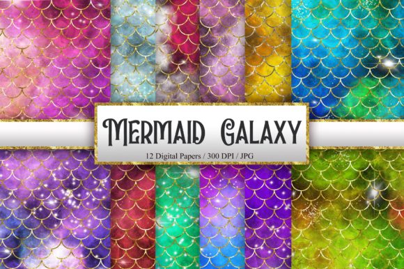 Download Mermaid Scales Galaxy Glitter Background - Mermaid Collection