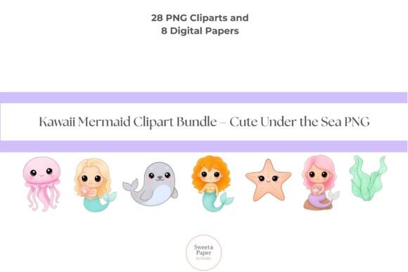 Download Mermaid Clipart + Digital Papers - Mermaid Collection