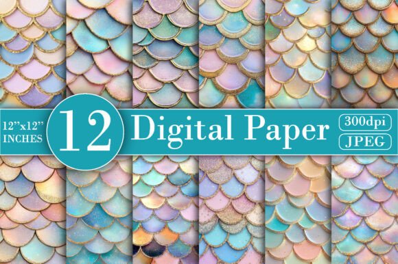 Download Pastel Mermaid Digital Paper - Mermaid Collection