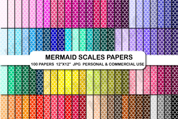 Download Mermaid Fish Scales Digital Papers Set - Mermaid Collection