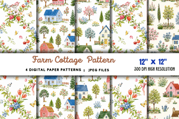 Download Farm Cottage Pattern, Farmhouse Pattern - Farmhouse pattern Collection