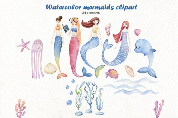 Download Watercolor Mermaid Clipart. - Mermaid Collection